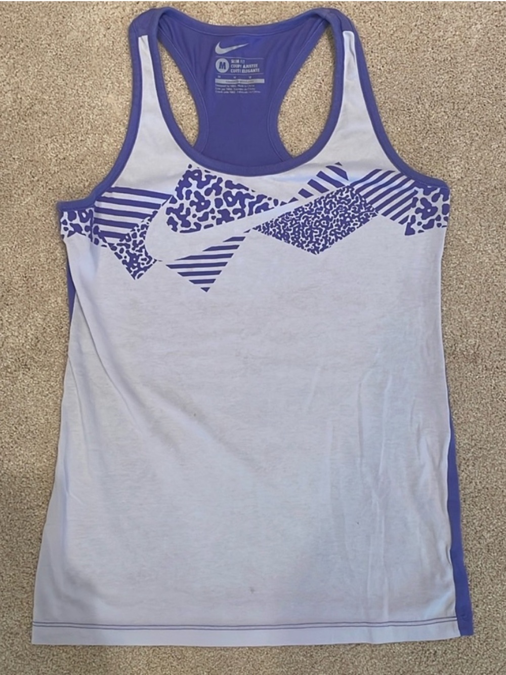 Nike slim fit tank in purple and light gray